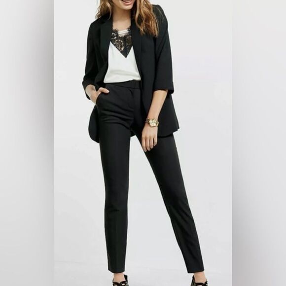 Express Women’s The Columnist Black Ankle Slack Dress Pant - Picture 1 of 8